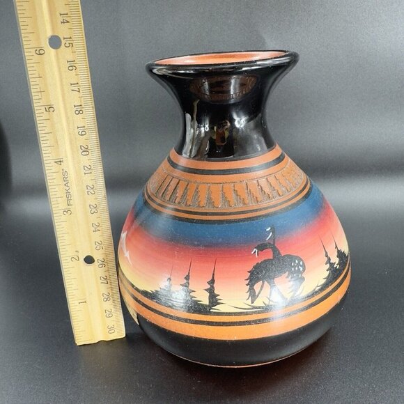 Vintage Native American Hand Made Pottery Vase Vessel Signed Dino RedWare Vase - Picture 5 of 15